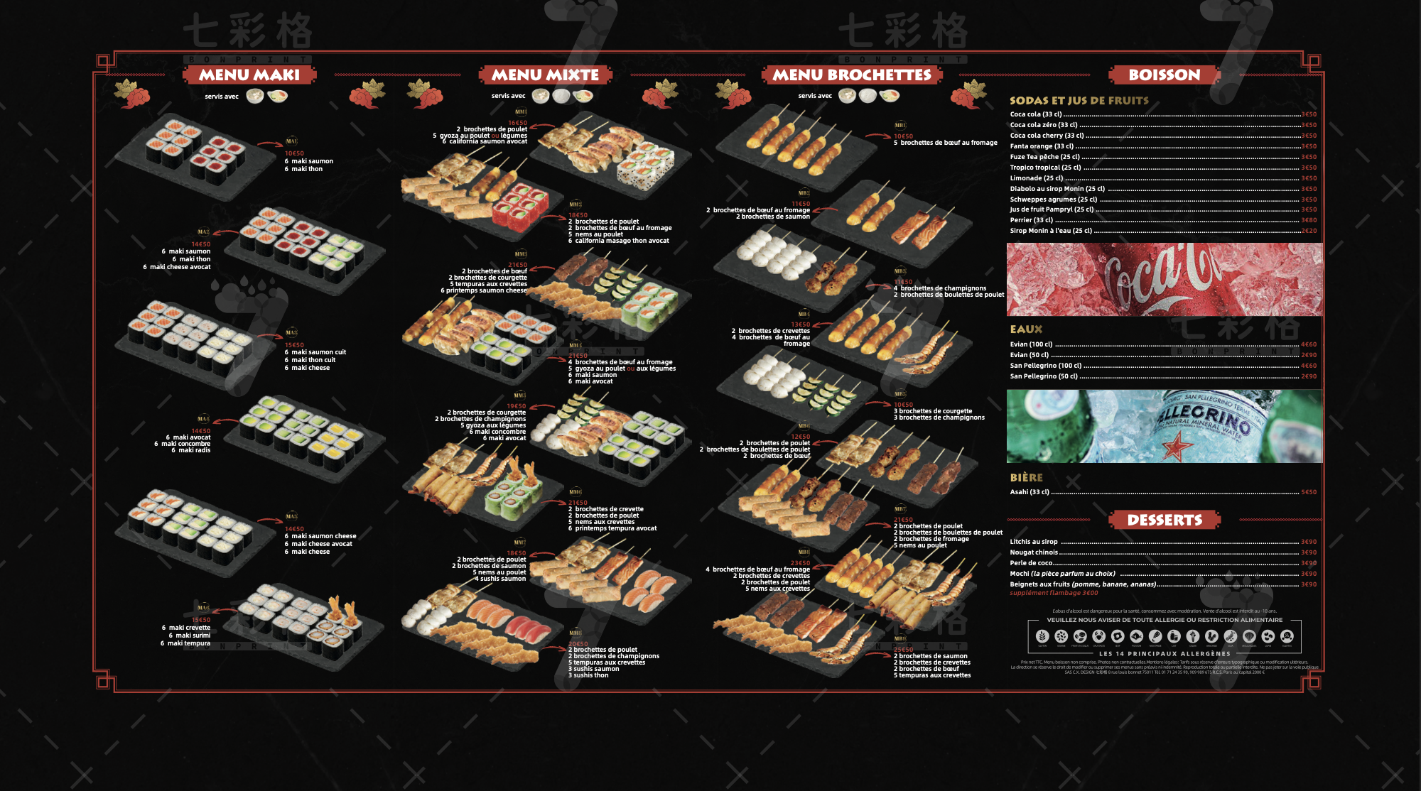 Menu Sushi'n Co - Boissons et desserts